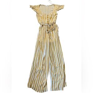 June & Hudson Mustard and White Striped Jumpsuit
